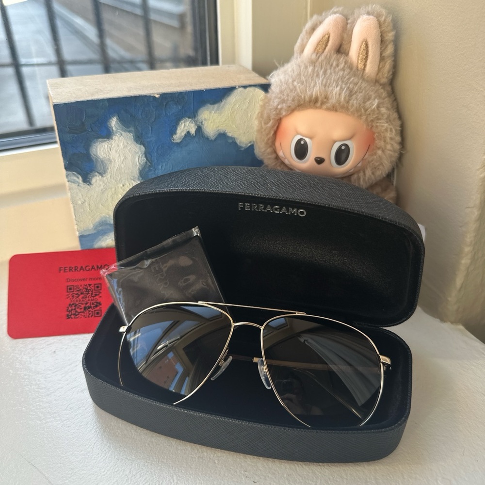 Ferragamo Silver Aviator Sunglasses